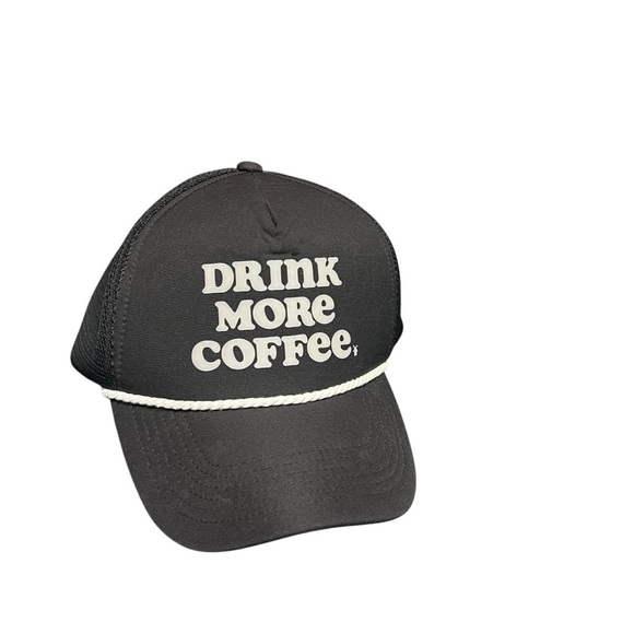 Dutch Bros Drink More Coffee Rope Black Mesh SnapBack Cap Trucker Hat Unisex - Picture 2 of 5